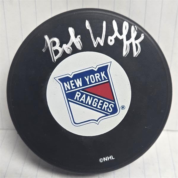 Bob Wolff autographed Hockey Puck (New York Rangers Broadcaster) - Autographed NHL Pucks