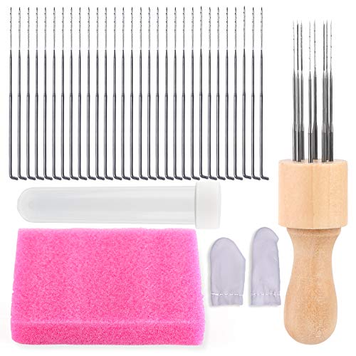 30Pcs Felting Needle Kit, Needle Felting Kit, Needle Felting Supplies with Felting Needle, Felting Foam Pad, Felting Starter Kit for DIY