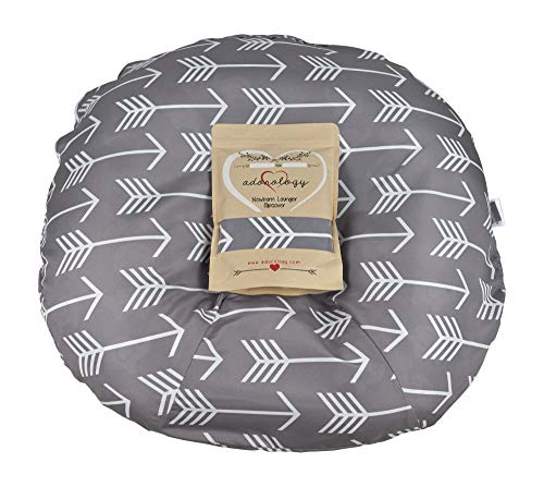 Newborn Lounger Slipcover, Gray White Arrow Design, Water Resistant Infant Pillow Cover, Great for Any Mom to Be by Adorology