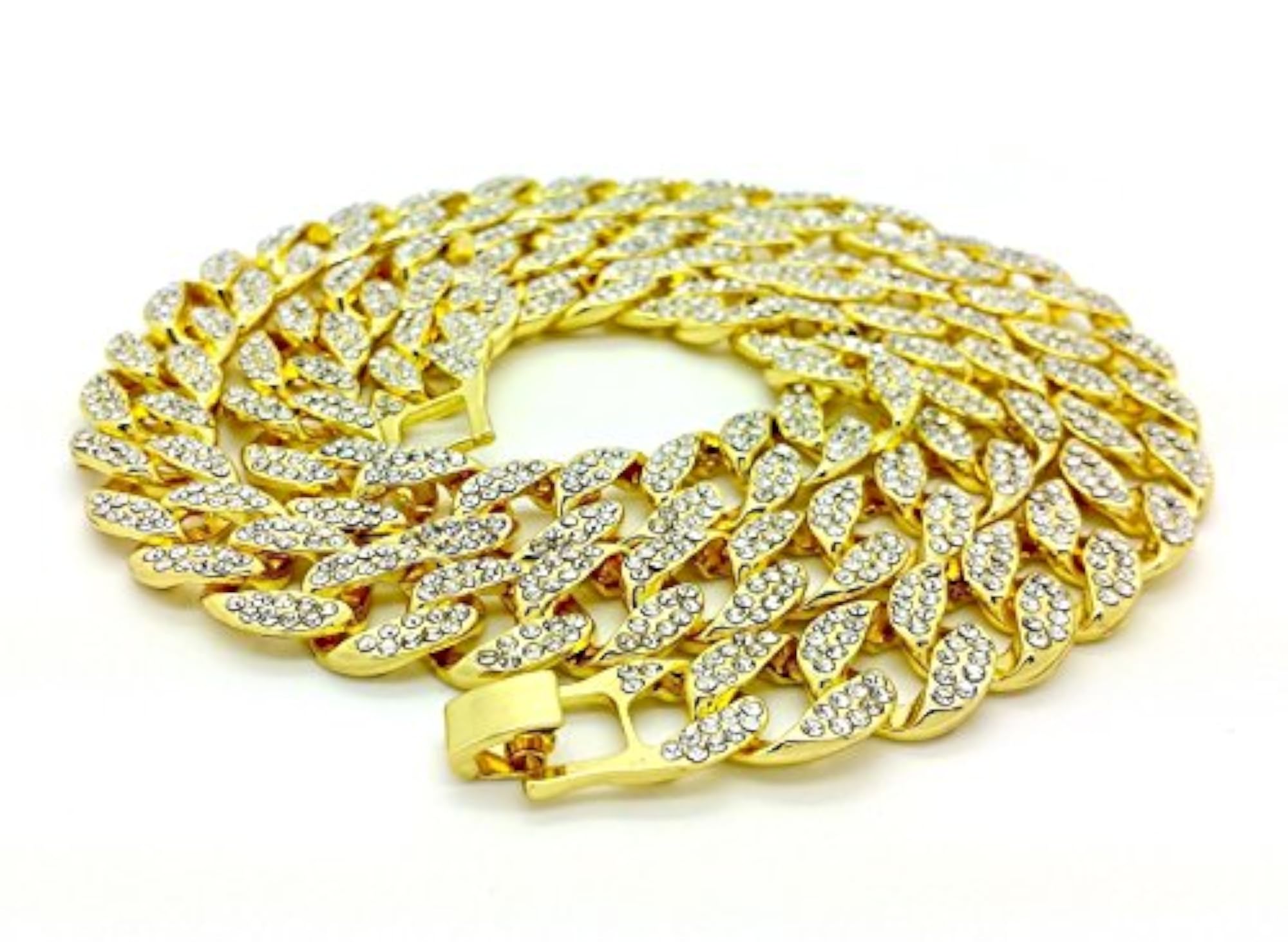Men's Iced Out Gold Tone Cuban Link Chain Choker Necklace
