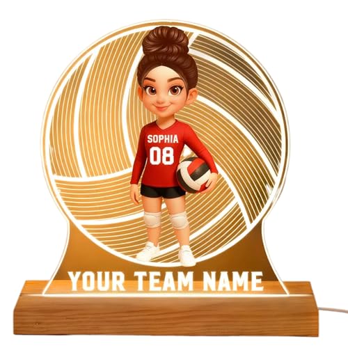 Lámpara de Mesa de Noche LED Personalizada con Ilusión 3D de Vóley miniatura 1