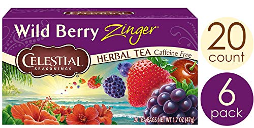 Celestial Seasonings Herbal Tea, Black Cherry Berry, 20 Count (Pack Of 6) & Herbal Tea, Wild Berry Zinger, 20 Count Per Box, Pack Of 6 #TOP4