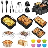 ITClosud Ninja Heißluftfritteuse Zubehör für Ninja Foodi Max Dual Zone Heißluftfritteuse AF400EU AF500EU, 26-teiliges Air Fryer Silikonmatte Accessories, Spülmaschinenfest Airfryer Accessories