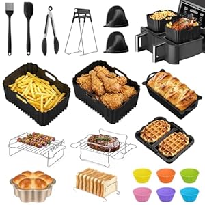 ITClosud Ninja Heteluchtfriteuse, accessoires voor Ninja Foodi Max Dual Zone heteluchtfriteuse AF400EU AF500EU, 26-delige siliconen airfryer-accessoires, vaatwasmachinebestendig, accessoires voor
