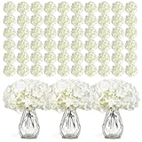 Auihiay 304 PCS Hydrangea Artificial Flowers, Silk Artificial Flowers Heads with Stems, Lifelike Faux White Flowers for DIY Wedding Party, Arch and Background, Home, Garden, Baby Shower Decor