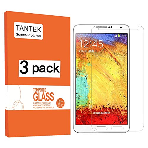 TANTEK [3-Pack Screen Protector for Samsung Galaxy Note 3,Tempered Glass Film,Ultra Clear,Anti Scratch,Bubble Free,Case Friendly