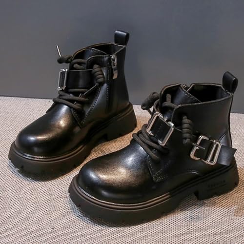 Ankle Combat Boots for Girls Faux Leather Lace-Up Non Slip Short Boots Fashion Fall Motorcycle Shoes 2025 New2