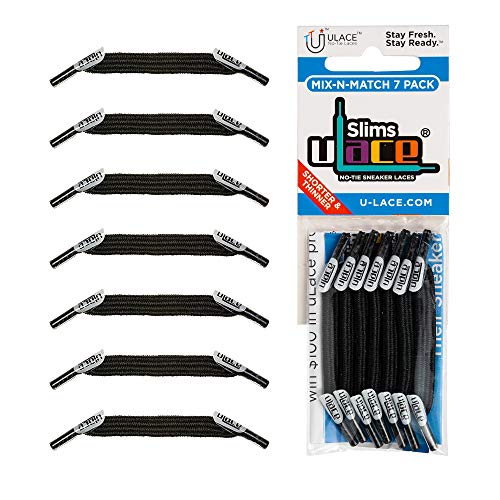 U-Lace Slims Adult Woven No-Tie Shoelaces (2-Pk Bundle) Offer: Buy 3 bundles (6 packs), get a 4th bundle (2 packs) for free - Black
