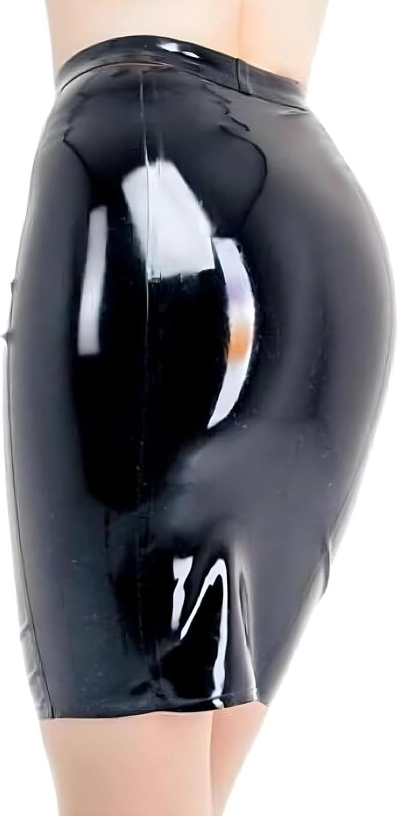 ODITE Jupe trapèze en latex pour femme - Noir - Taille L