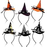 6 Pack Halloween Headbands for Women Kids, Assorted Witch Hat Headband Headwear Cosplay Costume Party Holiday Accessories Dress Up Gift Decorations