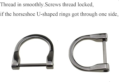Miniatura 2 de HAHIYO Anillos en D con grillete de tornillo, herradura en forma de U, llavero con tornillo en ambos lados, alineado para bolsa de correa
