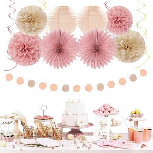 Image of Blush Pink Rose Gold Happy Retirement Banner Party Decorations Burgleda