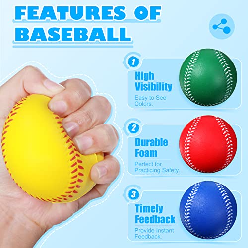 Jerify 12 Pack Foam Training Baseballs Practice Baseballs 9 Inch Foam Baseballs Soft Baseballs For Kids Teenager Players Training Balls, Red, Blue, Green, Yellow #TOP4