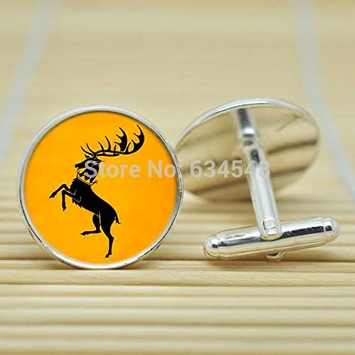 Pretty Lee Games Of Throne Inspired - Baratheon In Silver Cufflinks Glass Cabochon Cufflinks C3109