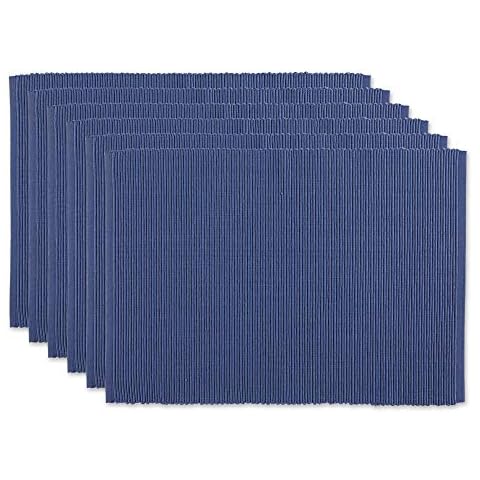 DII Ribbed Cotton Placemats, French Blue, 6 Piece Cover