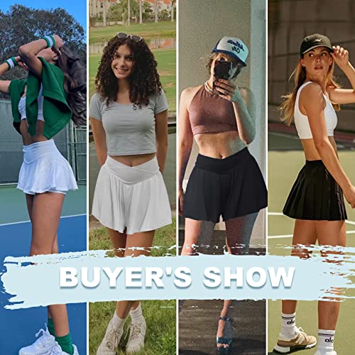 Fireswan Crossover Athletic Shorts For Women 2 In 1 Flowy Running Shorts With Pockets Spandex Butterfly Workout Tennis Skorts White #TOP3