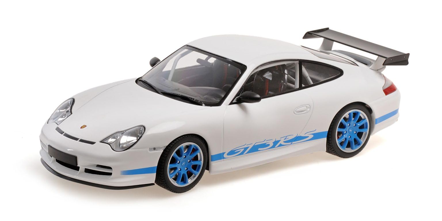 Minichamps 155062021 - Porsch. 911 GT3 RS White with Blue Stripes 2002 - Maßstab 1/18 - Modellauto