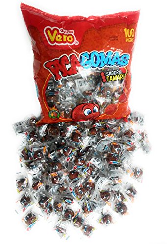 Dulces Vero Vero Pica Tamarindo Chili Tamarind Flavor Gummy Mexican Candy,100 Pieces,1 Lb,5.15 Oz #TOP4