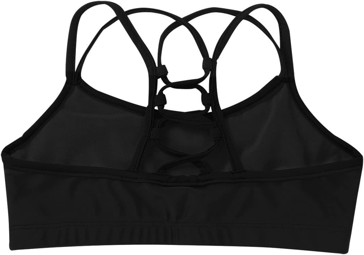 Big Girls Solid Color Sports Bra Crisscross Back Athletic Dance Top Workout Cami Shirts