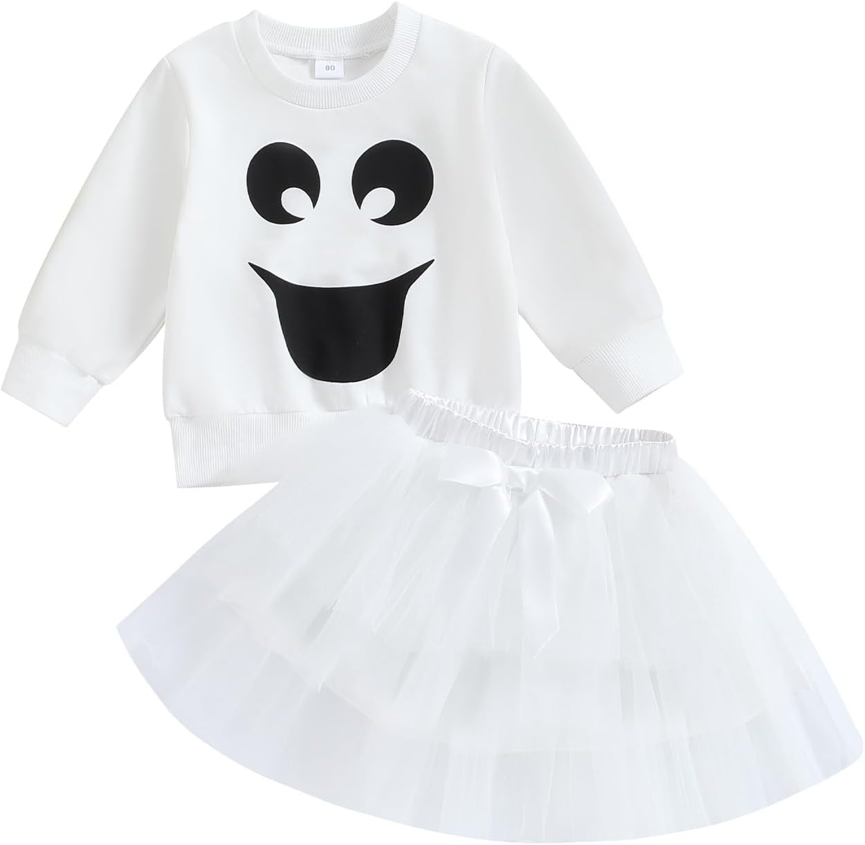 Toddler Baby Girl Halloween Outfit Ghost Costume Grimace Print Sweatshirt with Tutu Skirt Halloween Costumes