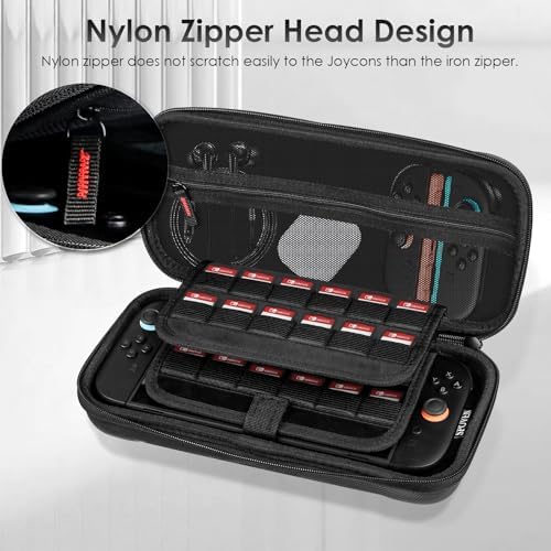 SPOVEN for Nintendo Switch 2 Case Black (2025), Portable Large Capacity Carrying Protective Hard Shell Travel Case, 4 in 1 Accessories Bundle with 2 Screen Protectors, 2 Thumb Grip Caps & Installation Tray - 3