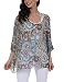 DJT Women's Floral Batwing Sleeve Beach Loose Blouse Tunic Tops