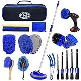 Wontolf 62'' Car Wash Brush with Long Handle, 21Pcs Microfiber Car Wash Mop Mitt Kit Car Detailing Brush Cleaning Kit Car Exterior Interior Cleaning Brush Car Accessories for Cars RV Truck Boat