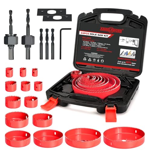 ANGELSWORD Hole Saw Set 24 PCS Double-Ground Teeth Hole Saw