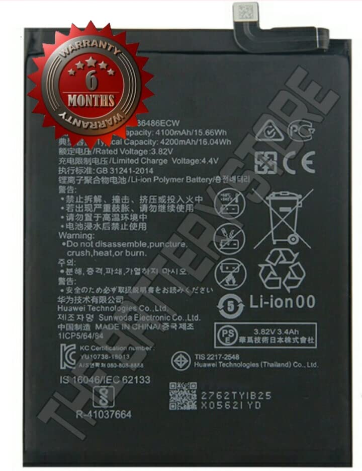 Image of THE BATTERY STORE Original HB486486ECW Battery for Huawei Honor P30 Pro, Mate 20 Pro, Mate 20 Battery with 6 Month Warranty and high Capacity Battery Backup.(for Honor HB486486)