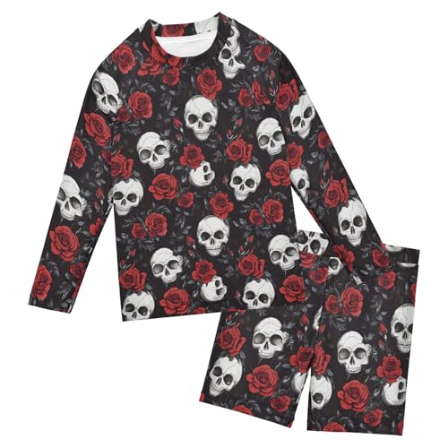 Skull Flower Baby Boys' Toddler Long Sleeved Rashguard Swim Bathing Suit Set B0404476