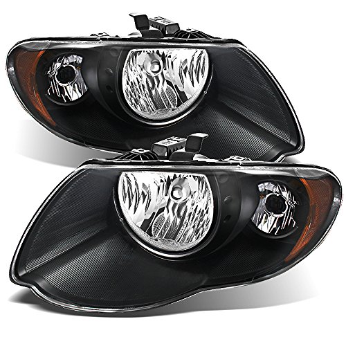 ACANII - For 2005-2007 Chrysler Town & Country 119 Wheel Base Black Headlights Headlamps Replacement Driver + Passenger