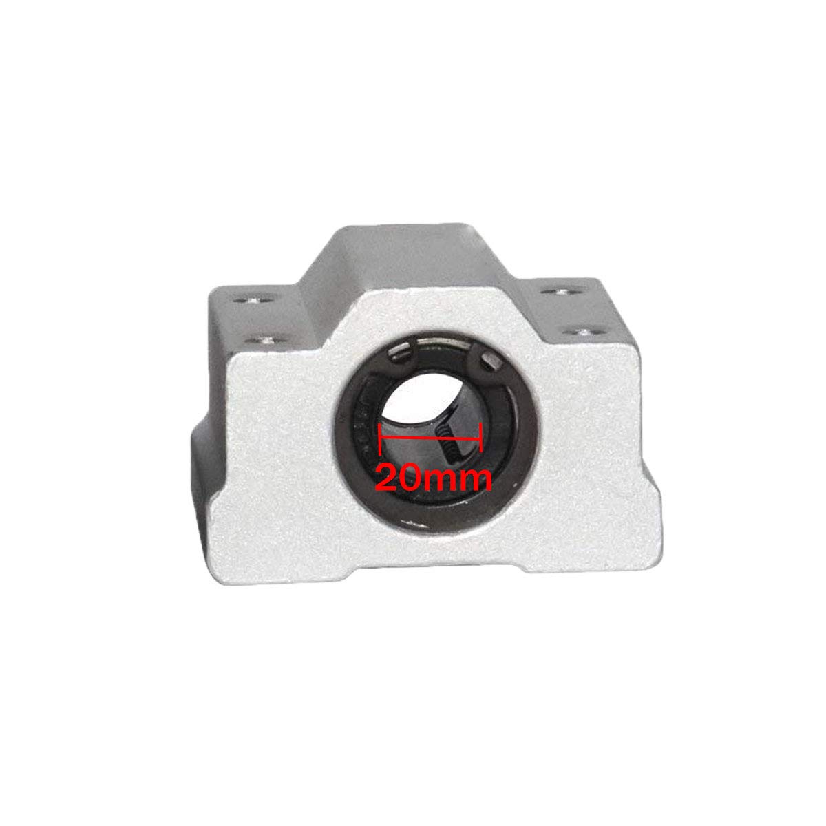 COMOK Silver Tone 20mm Inner Diameter Aluminium Alloy Linear Ball Roller Bearing Sliding Block