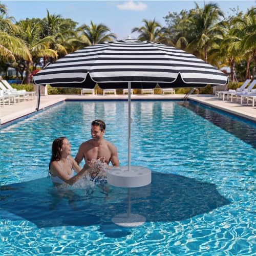 Briwooody 7 ft Floating Pool Umbrella Outdoor, Elegant Style, Stripe