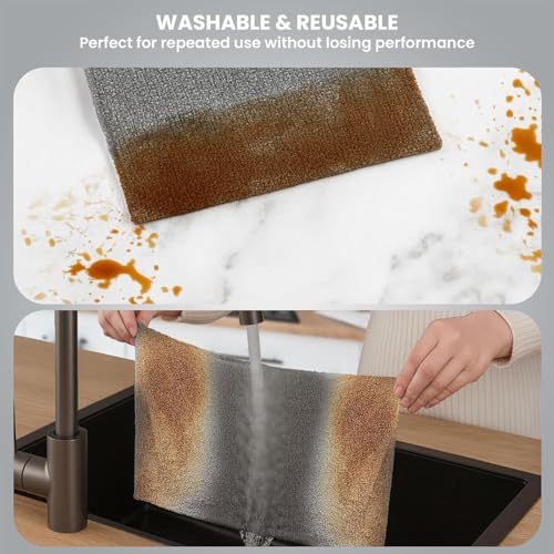 Image of Microfiber Cleaning Cloth Roll, 25Pcs, 4000 Times Washable - 10X Cheaper Than Paper Kitchen Towel Roll - Ultra Absorbent Lint Free Microfiber Cleaning Cloth for Kitchen - Tearable, Reusable