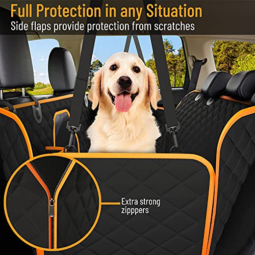 Active Pets Dog Car Seat Cover Car Seat Protector- Dog Seat Cover for Back Seat of SUVs, Trucks, Cars - Waterproof & Convertible Vehicle Dog Hammock for Car Backseat - Mesh Window- Orange, XL - Thumbnail 4