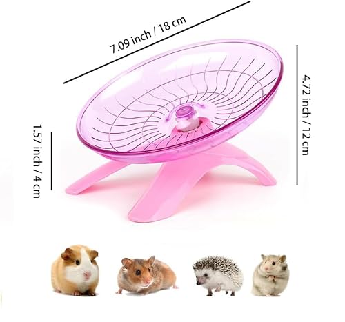 TongTaiXie Hamster Wheels, Plastic Flying Saucer Wheel Playing Toy, Silent Spinner Hamster Running Exercise Wheels for Gerbils, Squirrels Guinea Pig, Rat Syrian/Dwarf Hamster Toys for Small Animals - Image 6