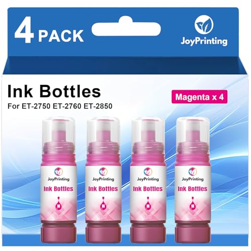 JoyPrinting Magenta Ink Refill Bottles Work for ET-2850 ET-3850 ET-4850 ET-2760 ET-3760 ET-4760 ET-3750 ET-4750 ET-3830 ET-2700 ET-3700 ET-15000 Printers (4 Magenta, 70ml)