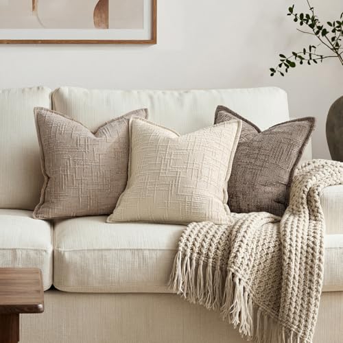 MIULEE Slubby Textured Decorative Euro Throw Pillow Covers Beige 24x24 by MIULEE - Used condition - Image 4