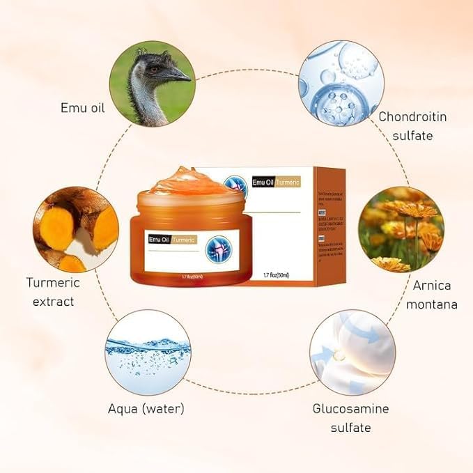 2 PCS Emu Oil Turmeric Joint Therapy Gel, Professional Soothing Relief Massage Gel, Gel Effective Relief for Back, Neck, Hands, Knee - Image 5