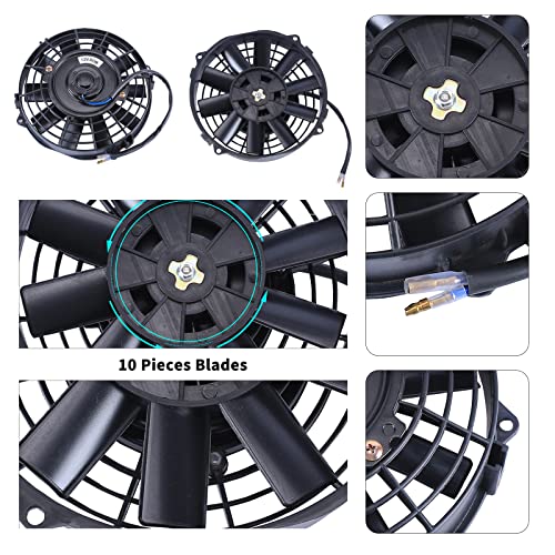 Fgjqefg WJ1006 7 Inch Black Universal Slim Fan Push Pull Electric Radiator 12V 80W High Performance Cooling Fan Mount Kit Set Of 2 thumb #4
