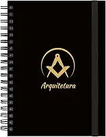 Caderno Colegial Plus 12 Matérias Profissões Arquitetura (Preto e Gold)