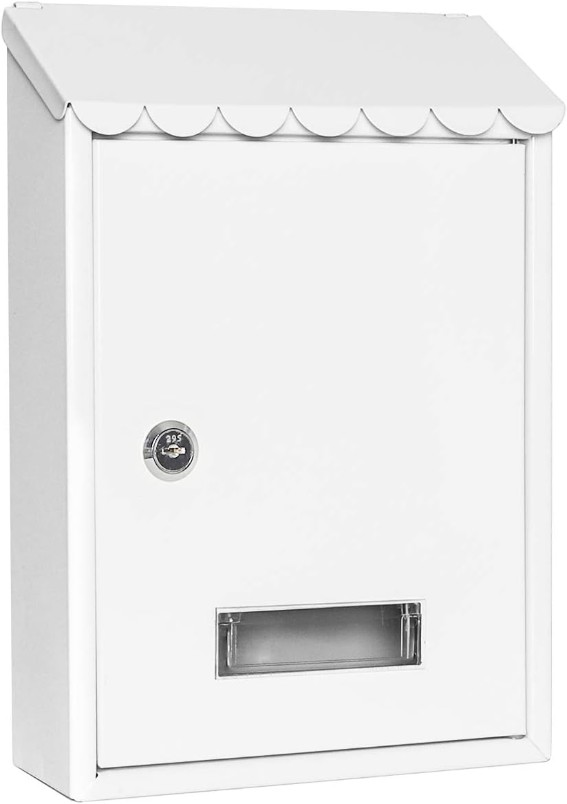 Mailboxes Wall Mount with Key Lock – Jssmst Small Mail Boxes Horizontal, 12.2 x 8.3 x 3.05 Inch, White New