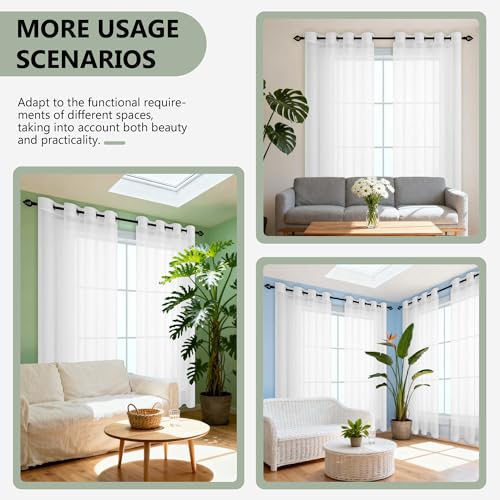 Voilage à oeillets semi transparent blanc 480x235 cm fluide - 3