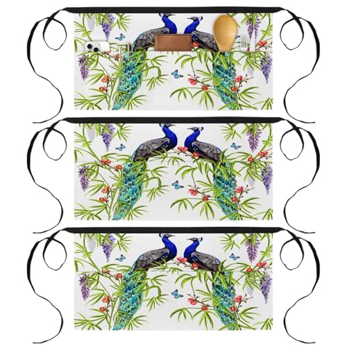 Tablier court de travail multicolore 3 poches pour serveur bistrot et barman