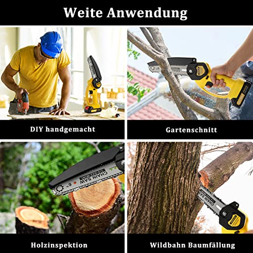 Mini Kettensäge mit Akku, JINDUN Akku Kettensäge, 6 Zoll Elektrische Akku Tragbar Kettensäge Mit Zwei Stück Akku… – Bild 8