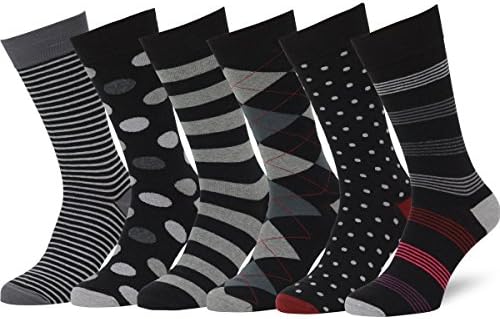 Easton Marlowe Mens Dress Socks - Fun Colorful Socks for Men - Cotton Patterned Fashion Mens Socks 6 Pack