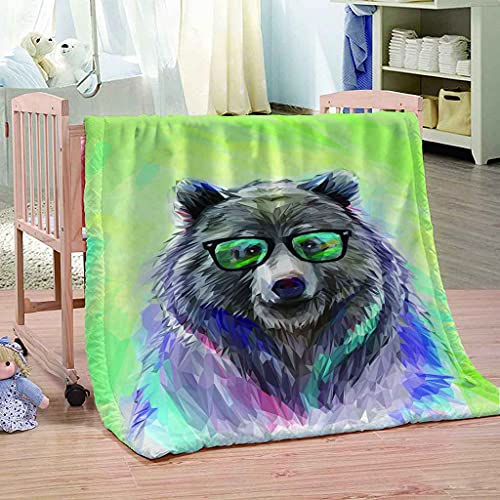 Couverture impression 3D ours en microfibre chaude et douce 150x200cm - 3