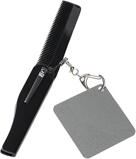 Beaupretty Folding Beard Comb Set for Men Keyring Compact Fine Tooth Pocket Comb Travel-Friendly Mirror and Keychain Acrylic Small Mirror for Grooming Go