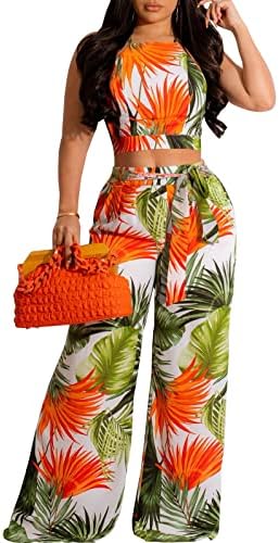 Elegant Two Piece Outfits for Women Sexy Bandage Top Long Straigh...