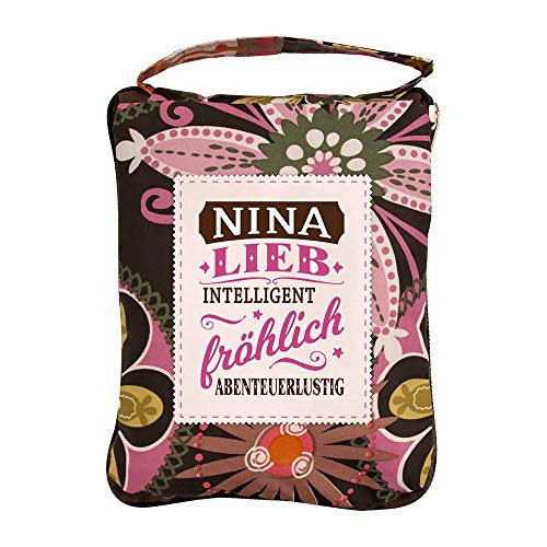 History & Heraldry Design Top Lady Tasche: NINA/Einkaufstasche, Strandtasche, Sporttasche, Blumenmuster/vielseitig, praktisch, personalisiert mit Name und Spruch
